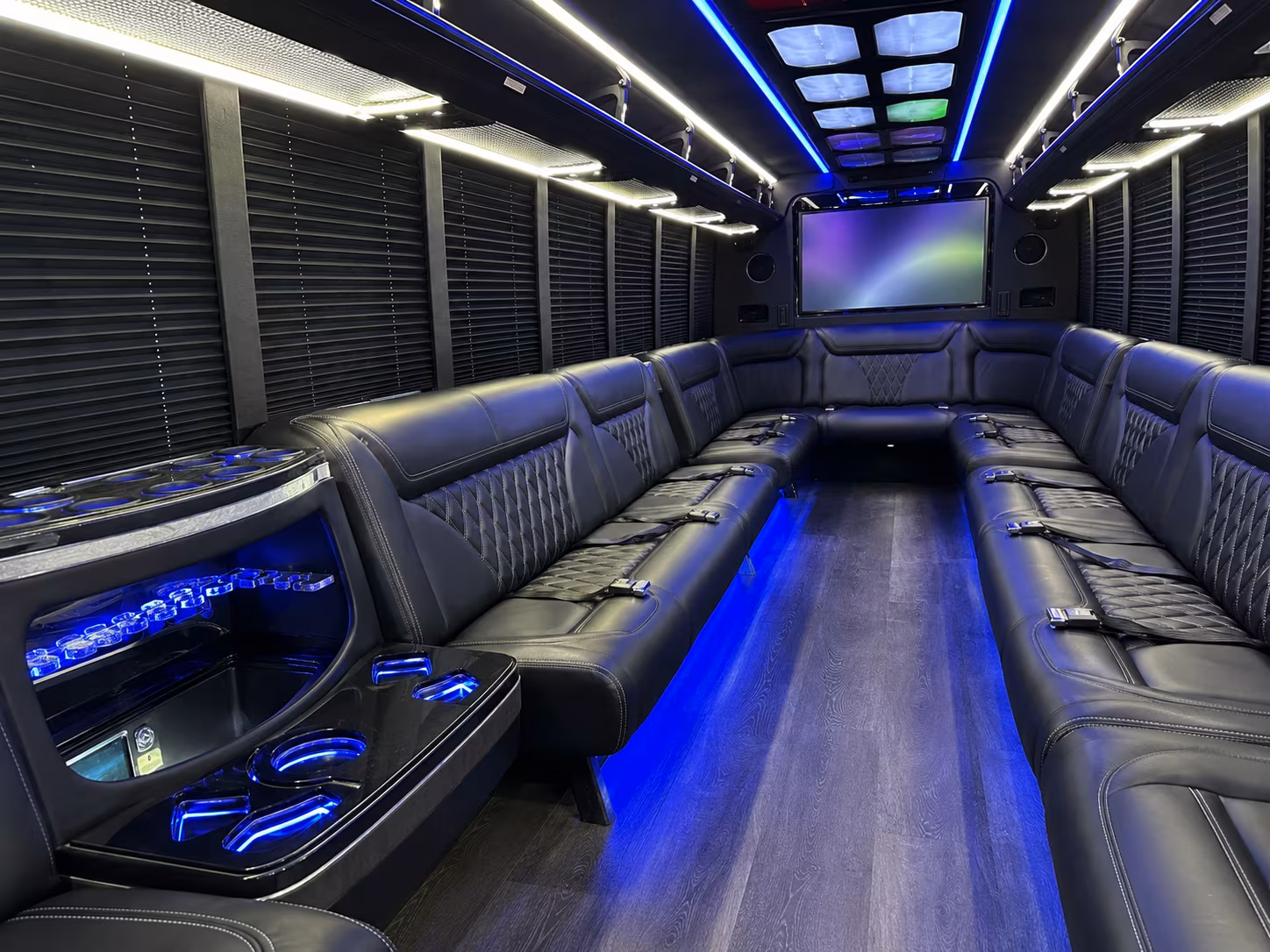 Overland Park Wedding Transportation party bus exterior