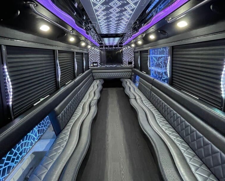 Overland Park 30 Passenger Party Bus White Interior